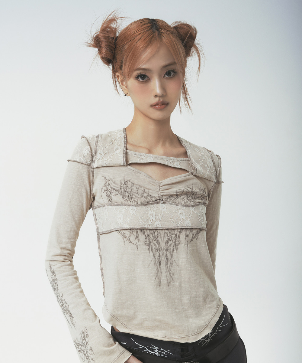 Butterfly lace bow top